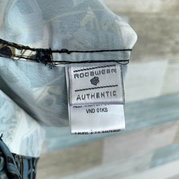 Rocawear Denim All Over Print Spell Out Hawaiian Camp Shirt VTG 90s Mens XXL 2XL - Picture 9 of 9